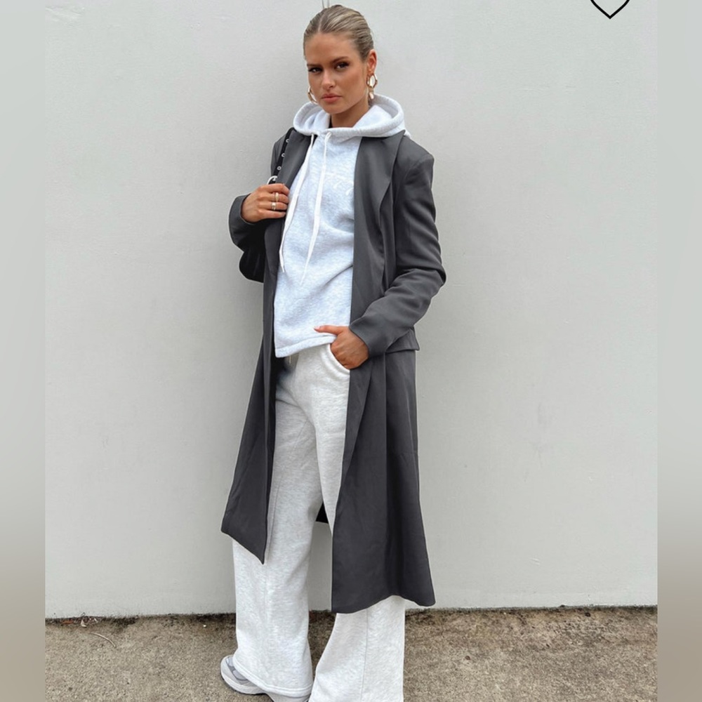 Princess Polly Trench Coat in Slate Gray